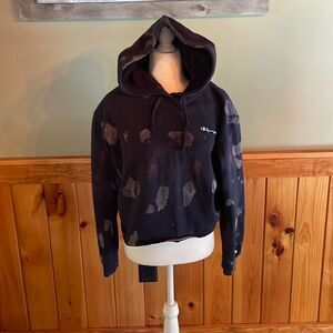 Champion tie dyed distressed cropped sweatshirt